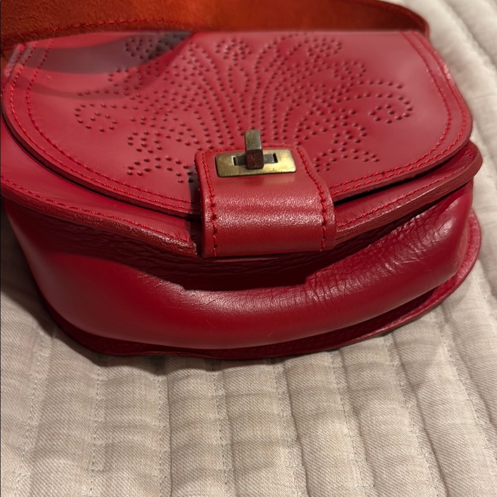 Zara Red Leather Crossbody Bag - Picture 5 of 6